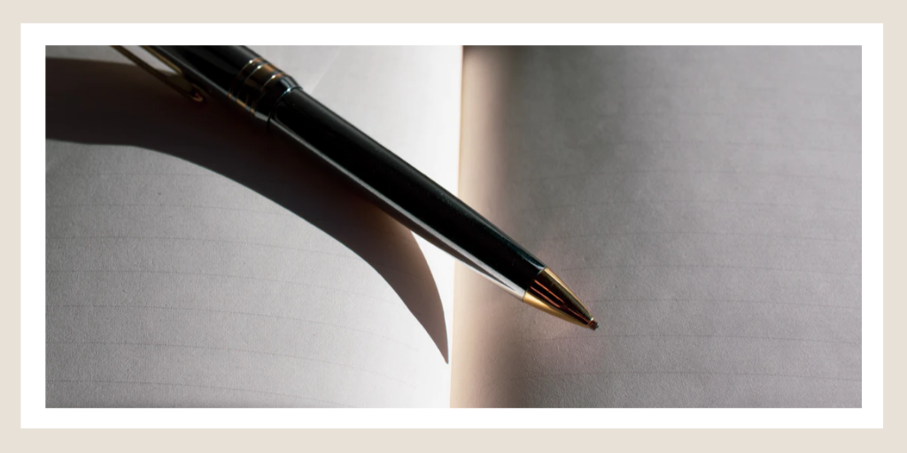 Pen on blank pages