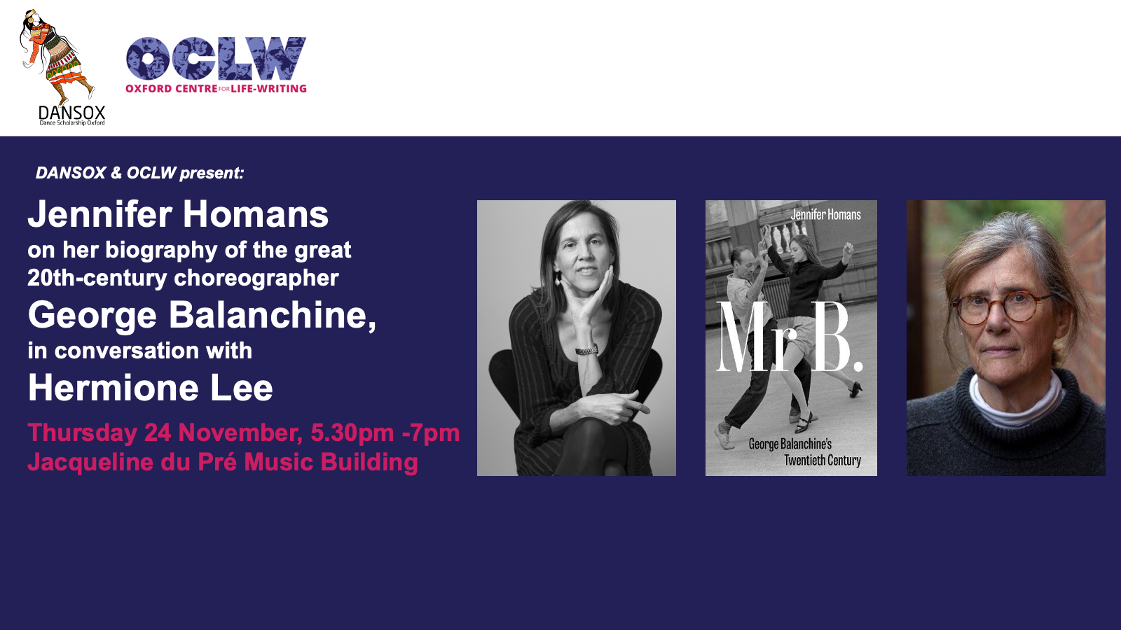 Jennifer Homans on George Balanchine, in convo with Hermione Lee - event poster