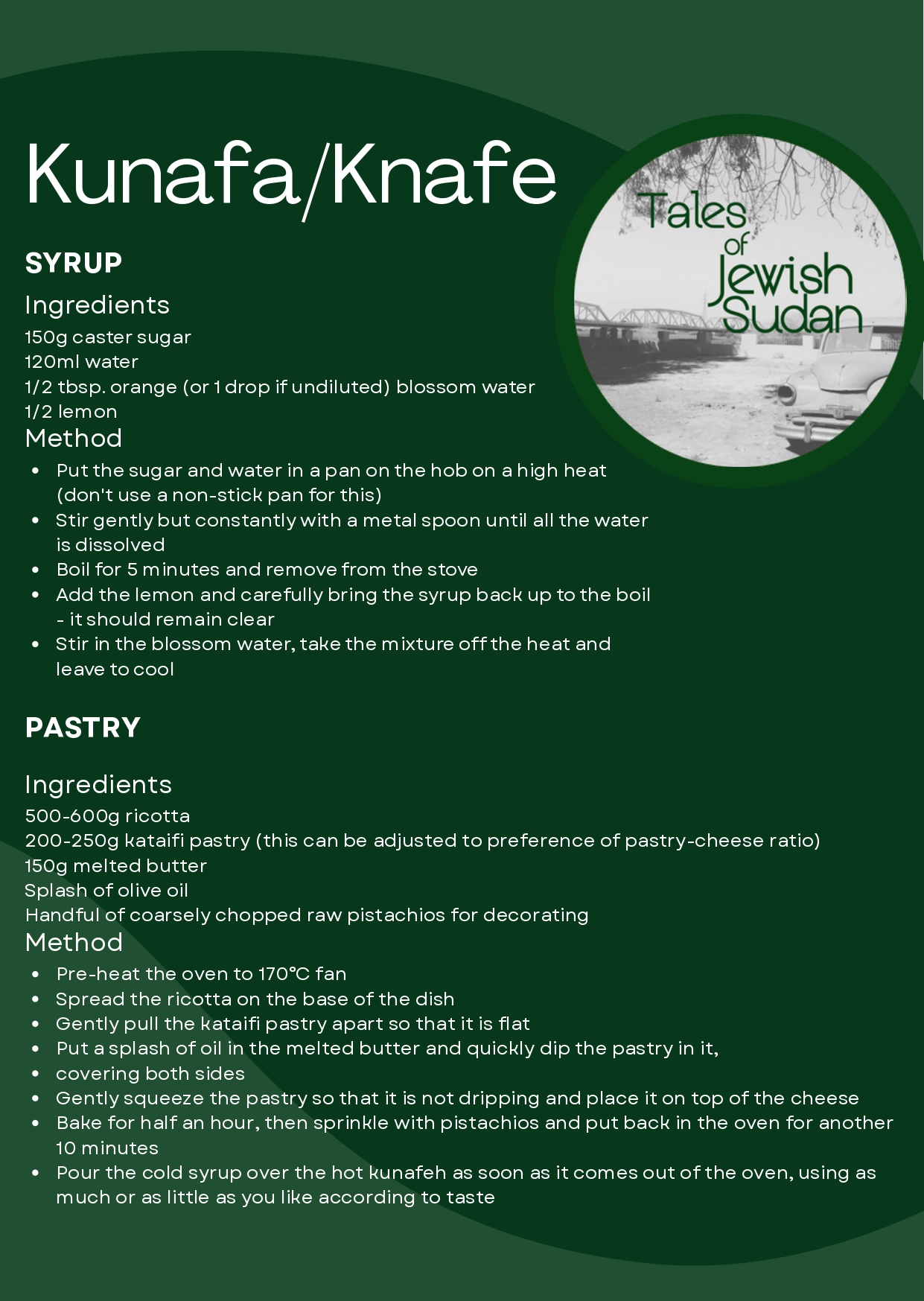 Kunafa/Knafe Recipe Sheet 
