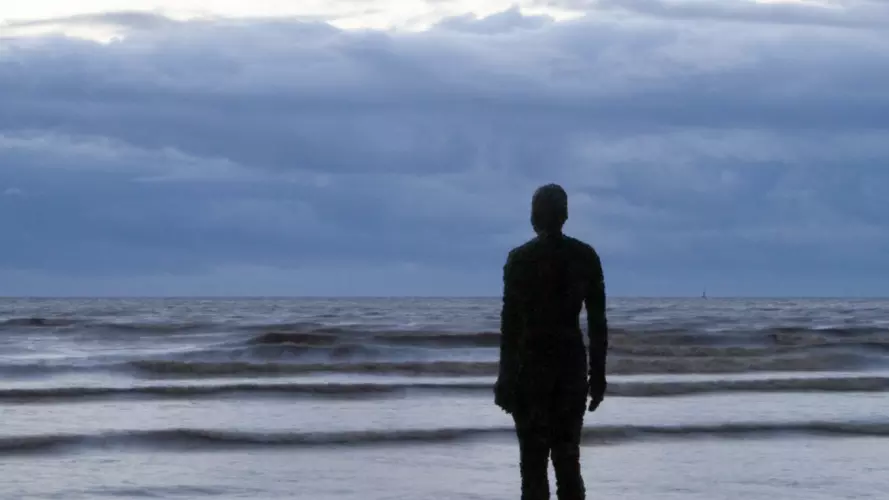 Antony Gormley's installation Another Place on Crosby Beach